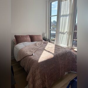 Anthropologie velvet full size bedding quilt and shams